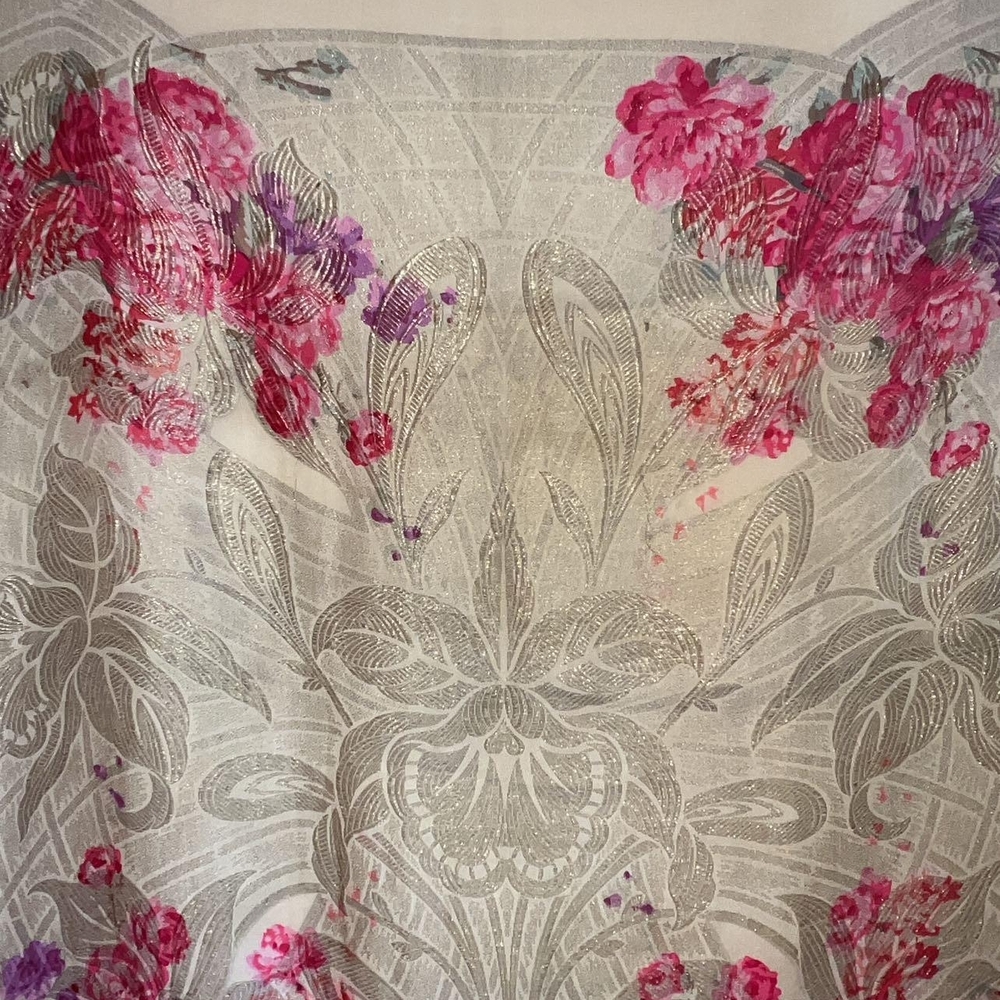 Rare Vintage - 1920s Peony and Iris Piano Shawl - Art Deco